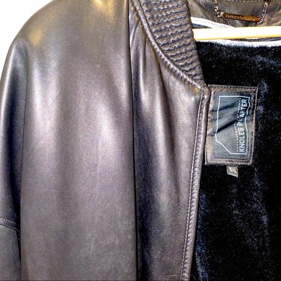 🔴SOLD- Mens Black Italian Leather Bomber Jacket Size 5 XL - Picture 9 of 13